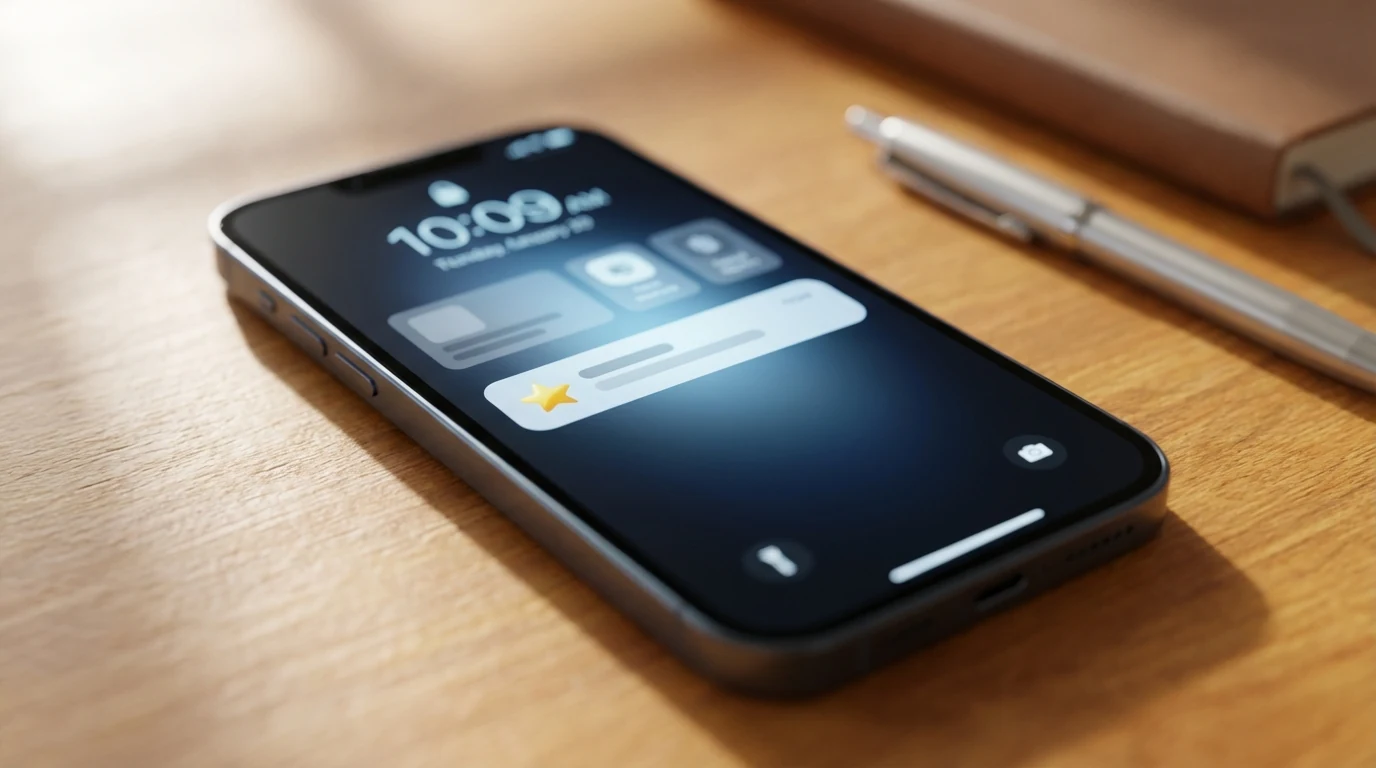 Smartphone showing notification with gift icon suggesting promotional offer